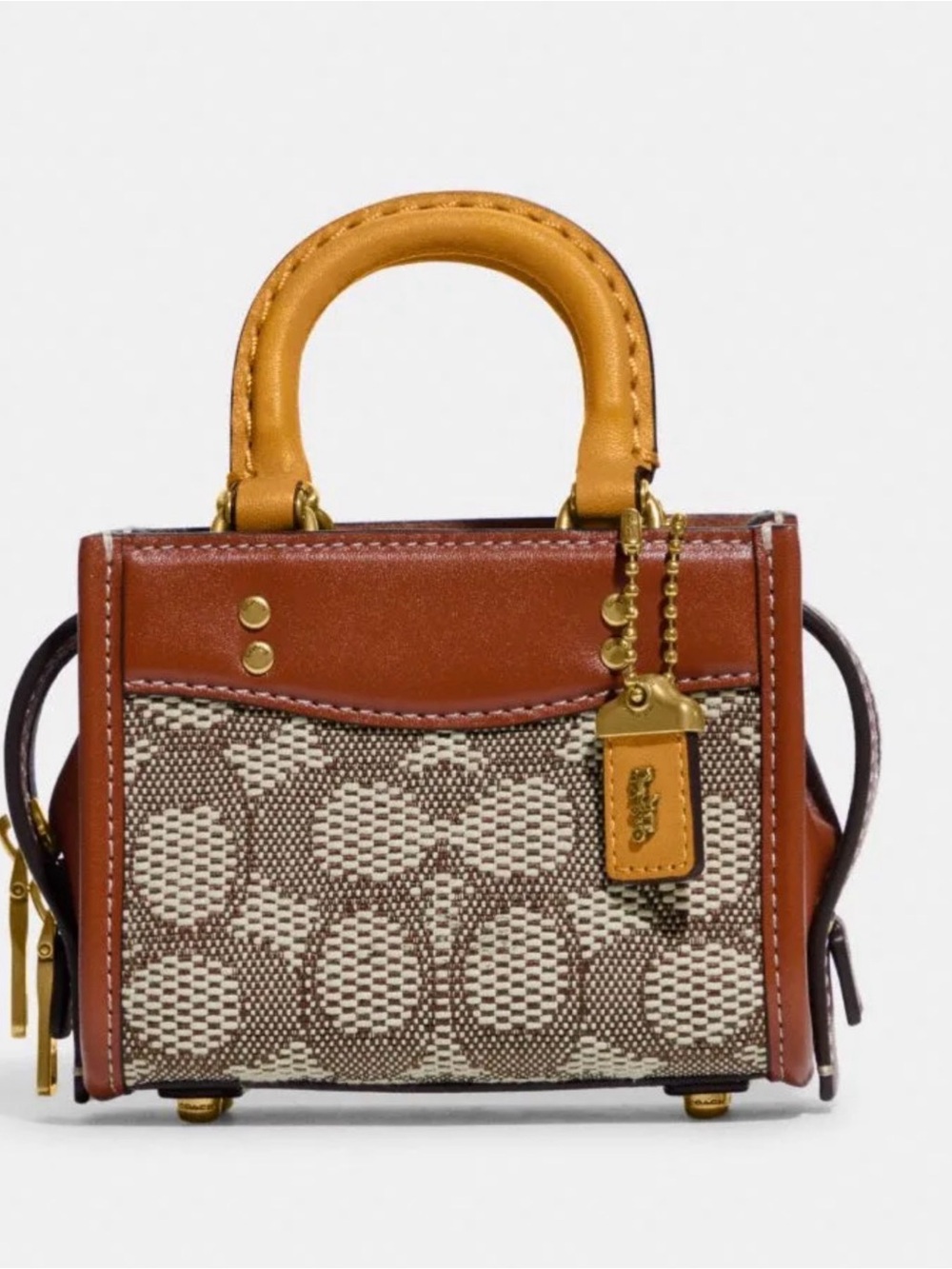 Coach Mini Satchel in Brown and Yellow Leather